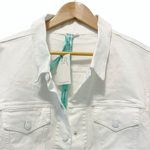 Mistress Rocks "FATHOM' White Classic Oversized Denim Jacket in Size M - Picture 4 of 9